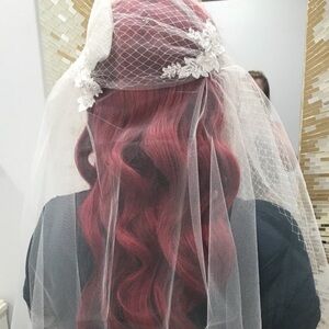Elegant White Bridal Veil with Floral Details